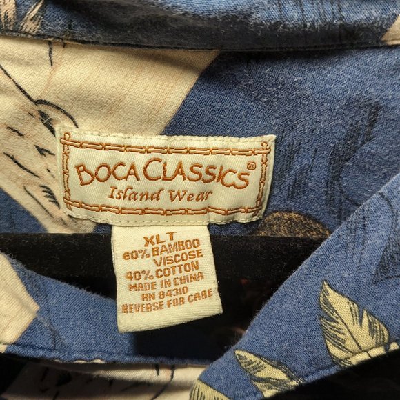 Boca Classics Hawaiian Shirt Mens XLT Short Sleeve Button Up Blue Tropical Print - Picture 3 of 5